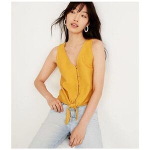 Madewell Texture & Thread Mustard Yellow Ribbed Tied Tank | L